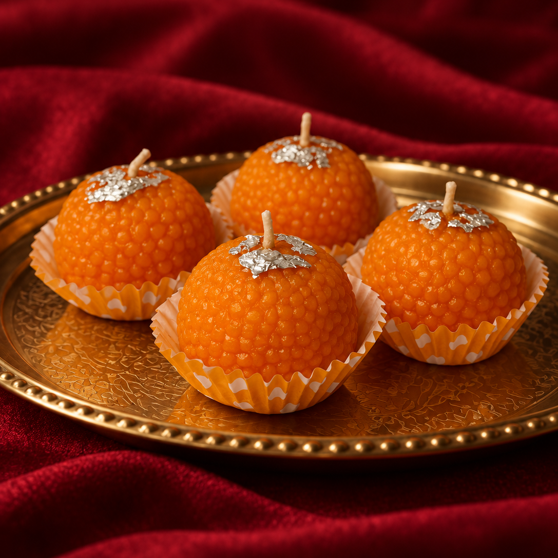 Motichur Ladoo Candle | Set of 4